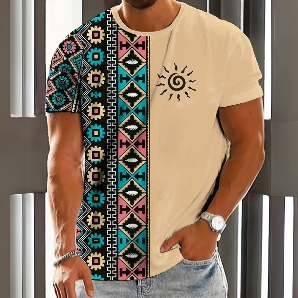 Versatile men's trendy short sleeve t-shirt. A comfortable modern summer top for casual everyday fashion apparel.