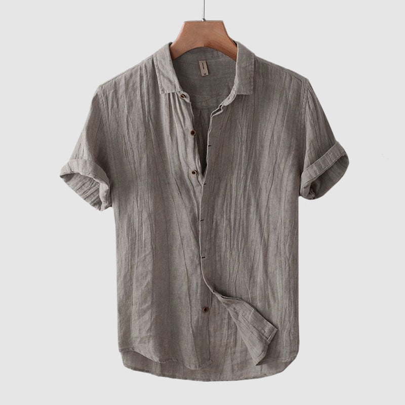 Lightweight men's short sleeve summer shirt, Tuscan style, perfect casual wear for warm weather & vacation.