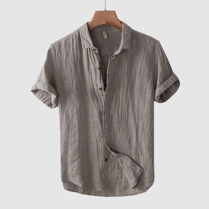 Lightweight men's short sleeve summer shirt, Tuscan style, perfect casual wear for warm weather & vacation.
