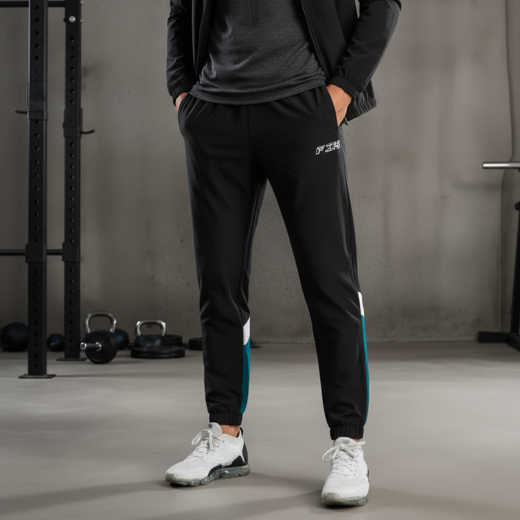 Men's two-piece color block training set for gym, activewear, and comfortable sportswear. Clyde design.