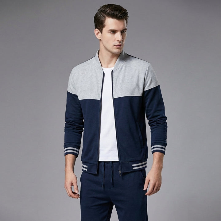 Stylish men's two-tone tracksuit set, modern mensfashion and versatile for casual or gym