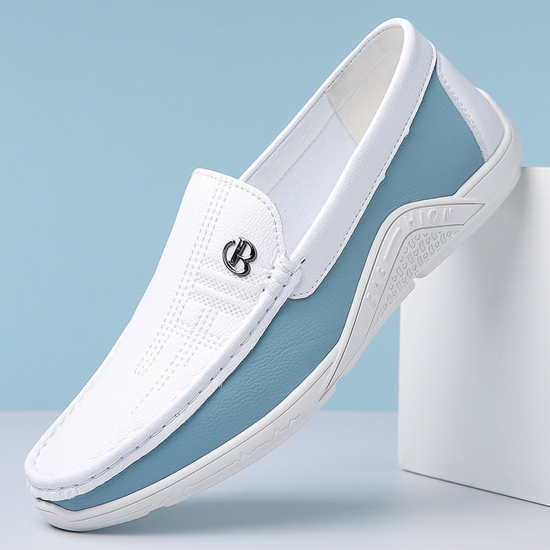 Men's two-tone slip-on loafers, combining comfort & modern style for everyday wear.