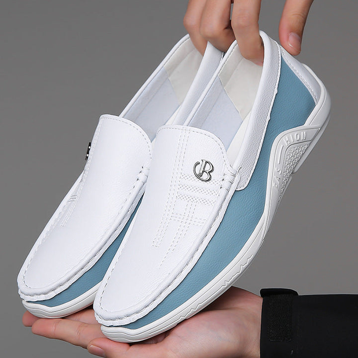 Comfortable men's two-tone slip-on shoes, ideal for a smart-casual men's footwear choice.