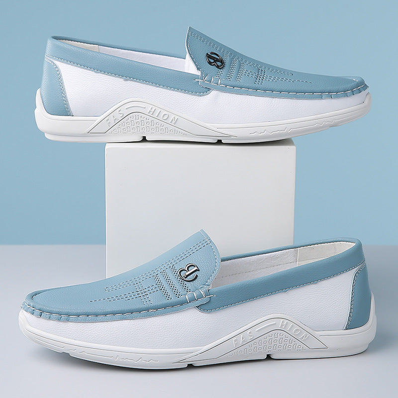 Stylish men's two-tone slip-on loafers, a must-have for modern men's fashion trends.