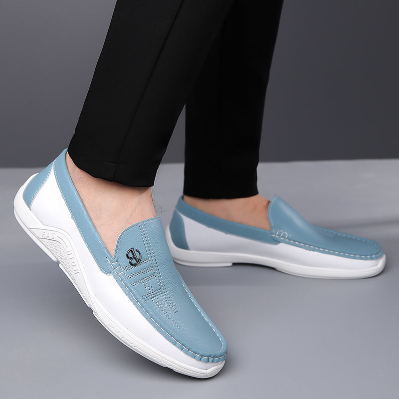Classic men's two-tone slip-on loafers, a timeless choice for comfortable men's footwear.