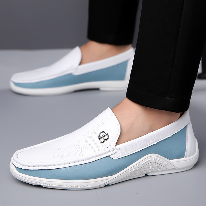 Sophisticated men's two-tone loafers, easy slip-on style for both casual and formal occasions.