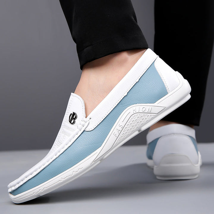 Modern men's two-tone slip-on loafers, providing ultimate comfort and sleek design.