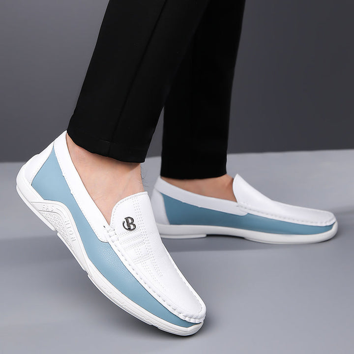 Everyday men's two-tone casual loafers, featuring a comfortable slip-on and stylish appeal.
