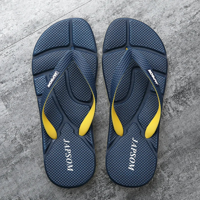 Men's ultimate comfort massage flip flops. Black, non-slip sole for foot relief & relaxation. Perfect casual wear.