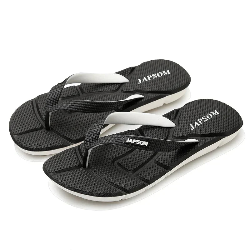 Non-slip sole of men's ultimate comfort massage flip flops. Enhanced grip for beach shoes, pool slides & casual wear.