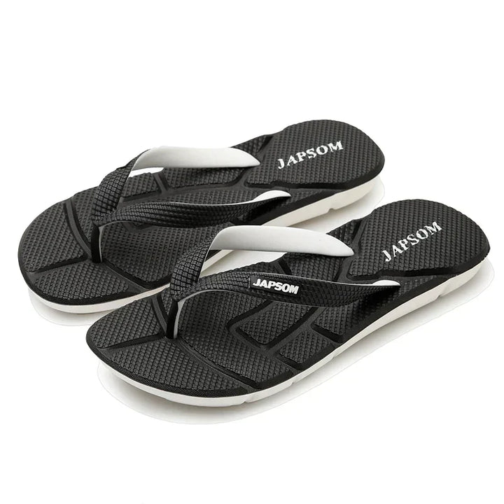 Non-slip sole of men's ultimate comfort massage flip flops. Enhanced grip for beach shoes, pool slides & casual wear.