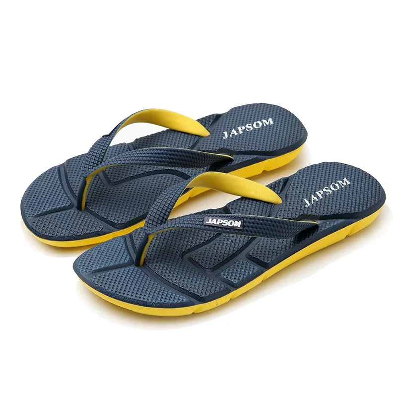 Mens ultimate comfort flip flops. Stylish, non-slip beach shoes & pool slides for foot relief & summer relaxation.