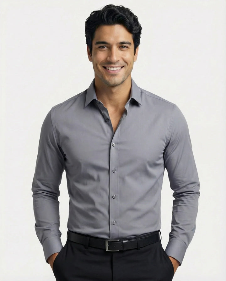 Premium men's performance dress shirt, designed for maximum comfort, flexibility, and wrinkle resistance.