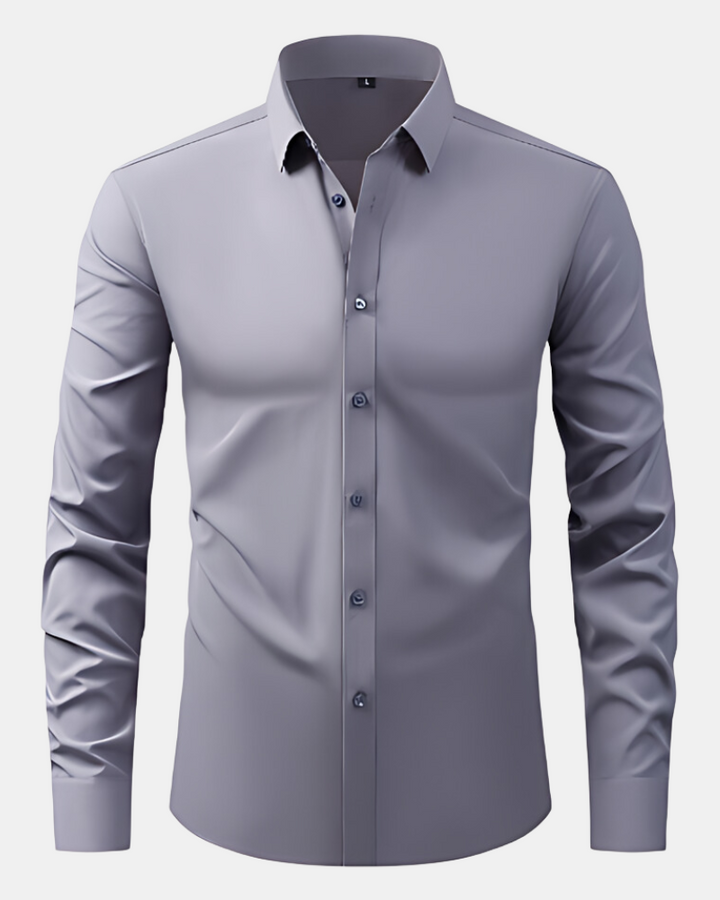 Easy-care men's wrinkle-resistant dress shirt, perfect for a crisp, professional appearance without fuss.