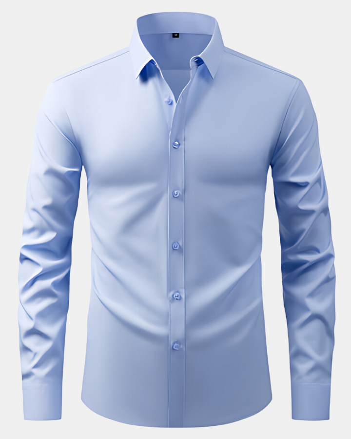 Men's business casual performance shirt in a versatile shade, blending comfort, style, & wrinkle resistance.