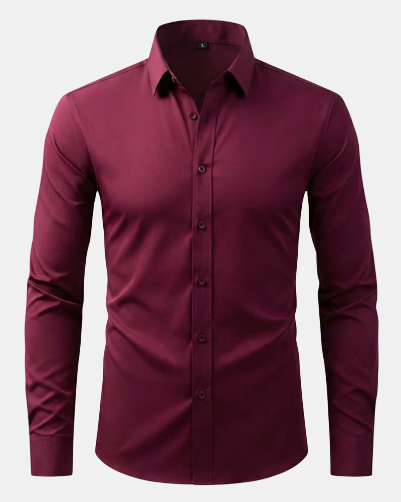 Men's ultimate dress shirt: sleek design, stretch comfort, and wrinkle resistance for modern professional men.