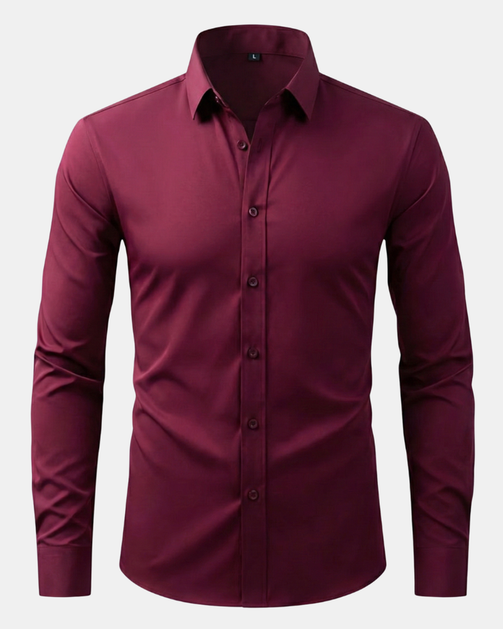 Men's ultimate dress shirt: sleek design, stretch comfort, and wrinkle resistance for modern professional men.