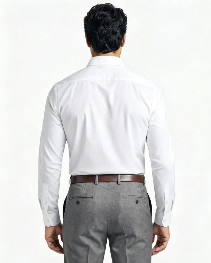 Comfortable men's stretch dress shirt for business casual wear, ideal for long office days.