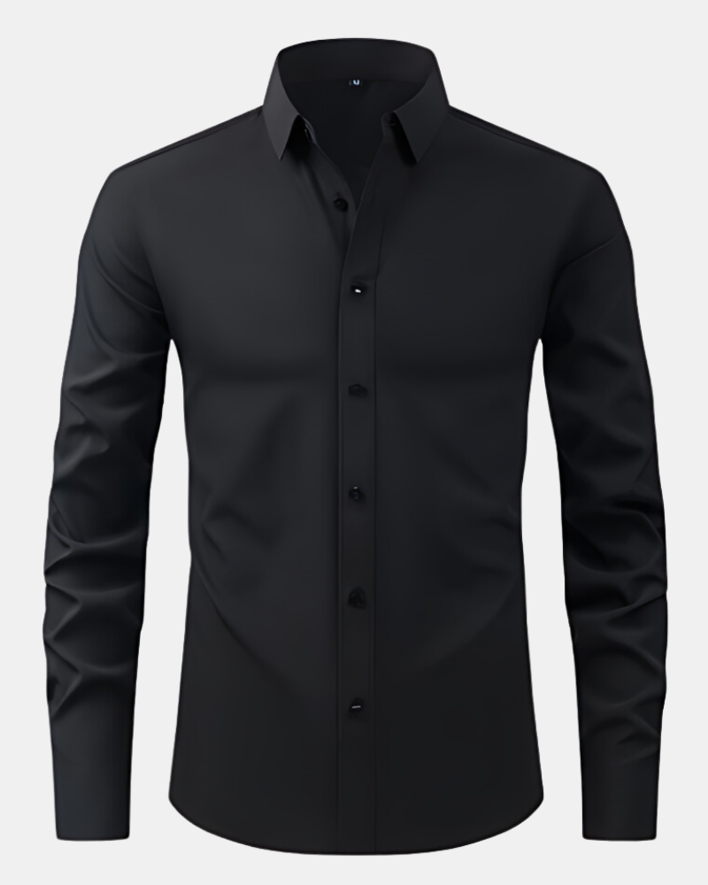 Business casual men's dress shirt, combining stretch comfort with a polished, crisp appearance.