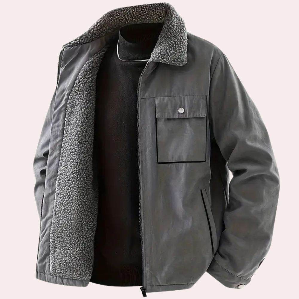 Insulated men's winter coat, designed for ultimate warmth and coziness. Durable cold weather outerwear.
