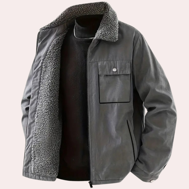 Insulated men's winter coat, designed for ultimate warmth and coziness. Durable cold weather outerwear.