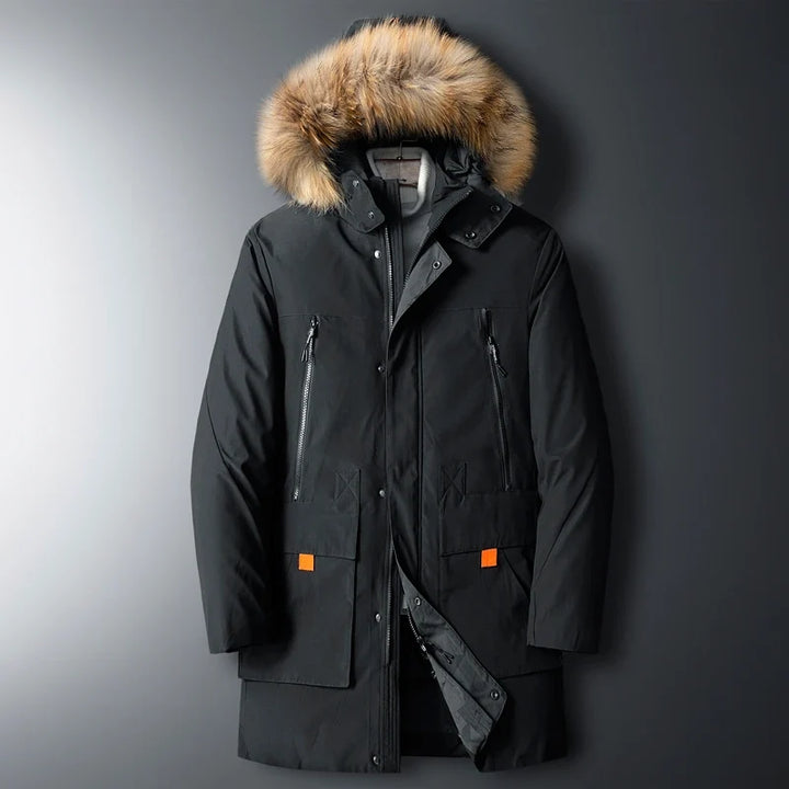 Men's Ultimate Winter Parka Jacket, insulated for extreme cold. Durable outerwear, warm men's fashion coat.