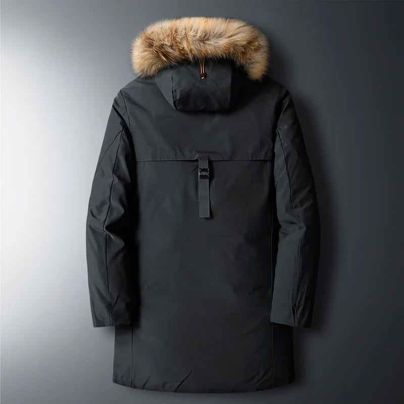 Premium men's insulated parka jacket, ultimate protection for extreme cold. Warm winter outerwear & outdoor gear.