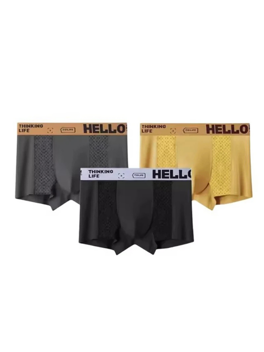 Men's breathable mesh boxer briefs for active lifestyles, offering stretch, comfort & support.