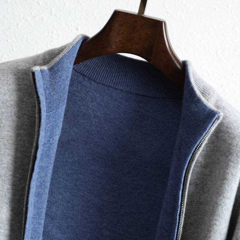 Modern men's performance jacket. Comfortable, warm outerwear for cold weather. A stylish and versatile coat.
