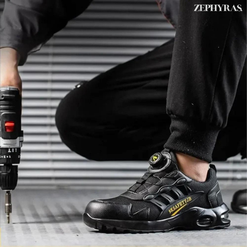 Comfortable men's workwear shoes: steel toe, slip-resistant, waterproof, durable for all-day protection.