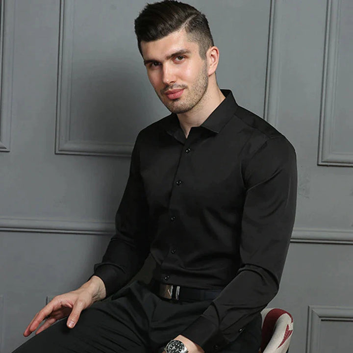 Men's Ultra-Comfort Stretch Dress Shirt, perfect for all-day flexibility & modern style.