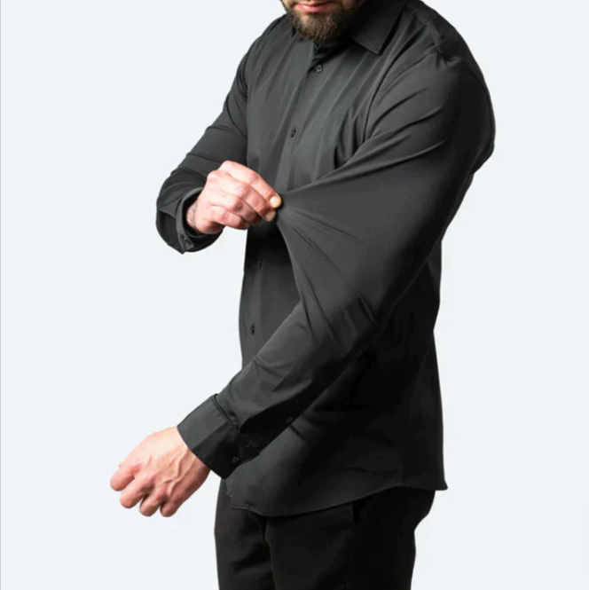 Versatile men's formal shirt with stretch fabric for ultimate flexibility & comfort in any setting.
