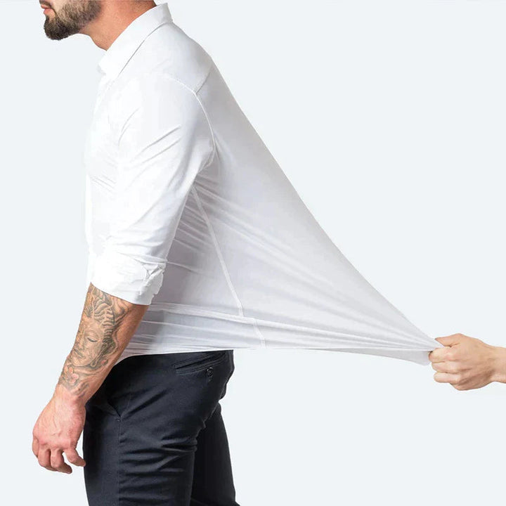 Men's long sleeve stretch dress shirt for business casual, office, or everyday style. Ultra-comfortable.