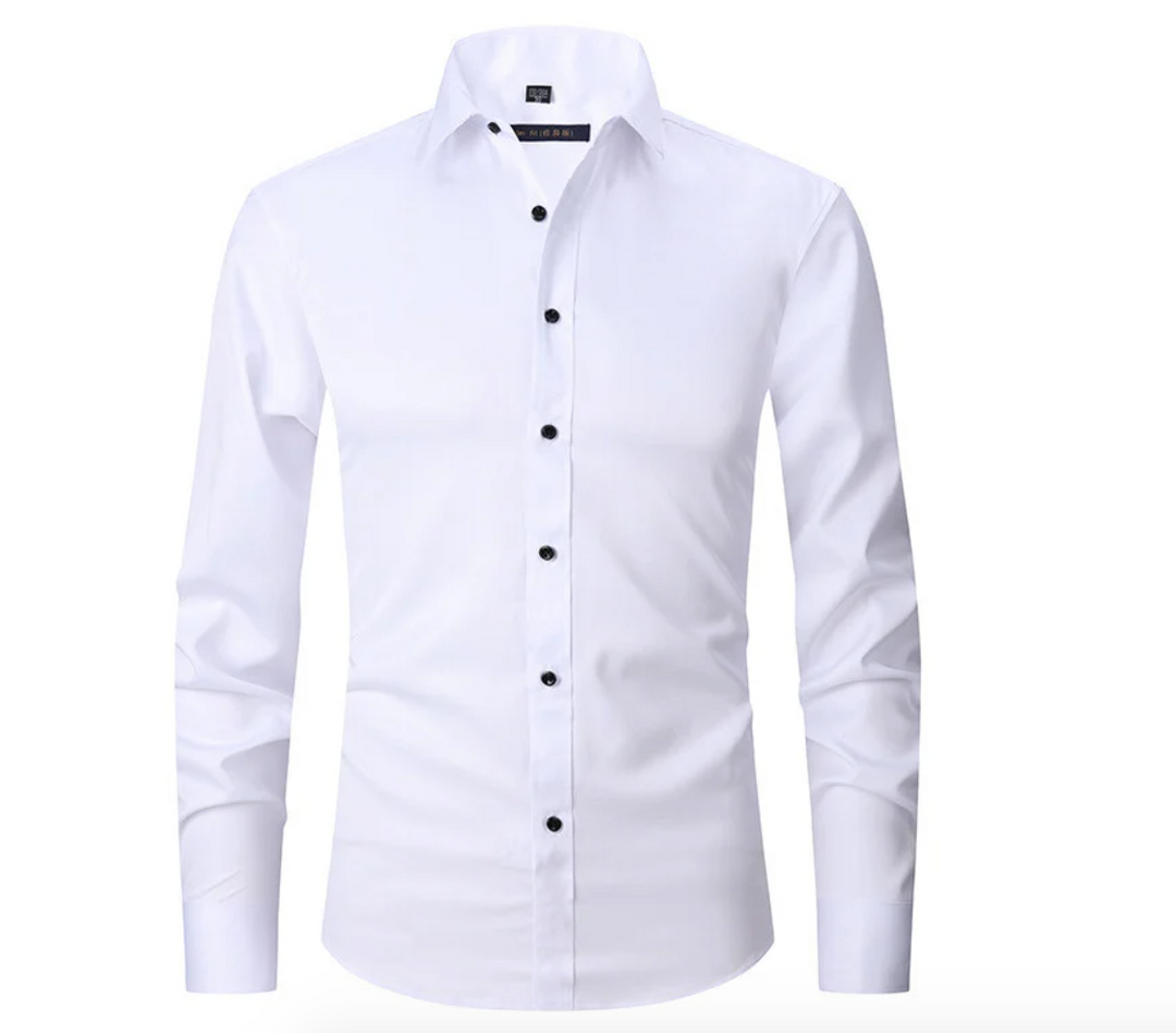 Stylish men's stretch shirt with a modern fit, offering superior comfort & flexibility for daily wear.