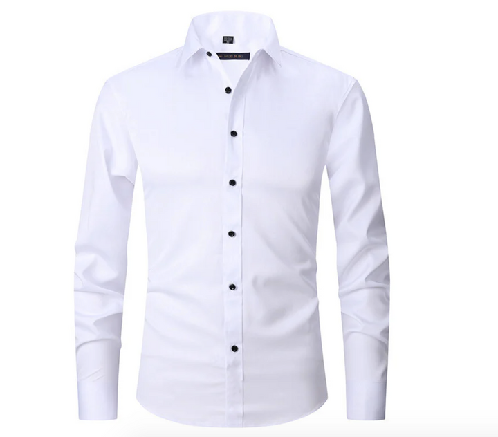 Stylish men's stretch shirt with a modern fit, offering superior comfort & flexibility for daily wear.