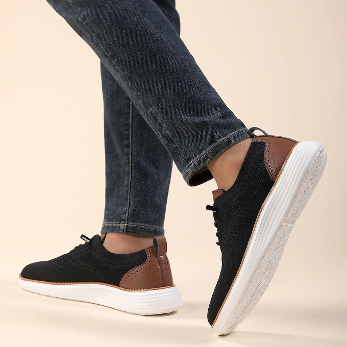 Men's breathable brogue dress sneakers. Lightweight, anti-odor, and comfortable for any occasion.