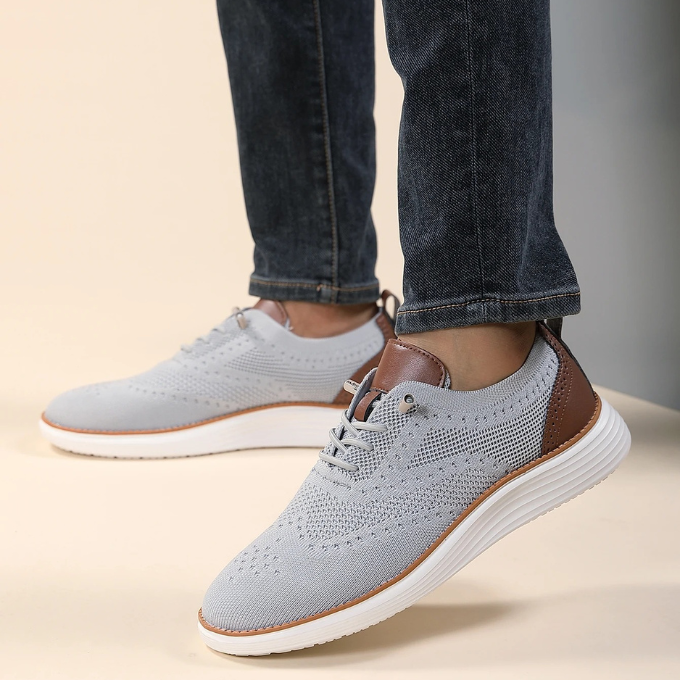 Versatile men's brogue dress sneakers. Perfect casual or formal, lightweight & breathable comfort.