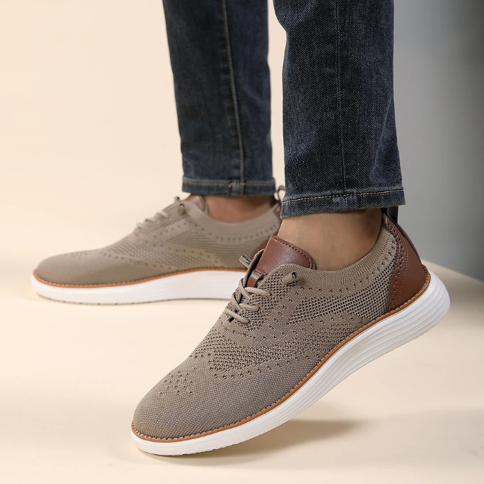 Stylish men's brogue dress sneakers. Orthopedic, breathable, and anti-odor for ultimate comfort.