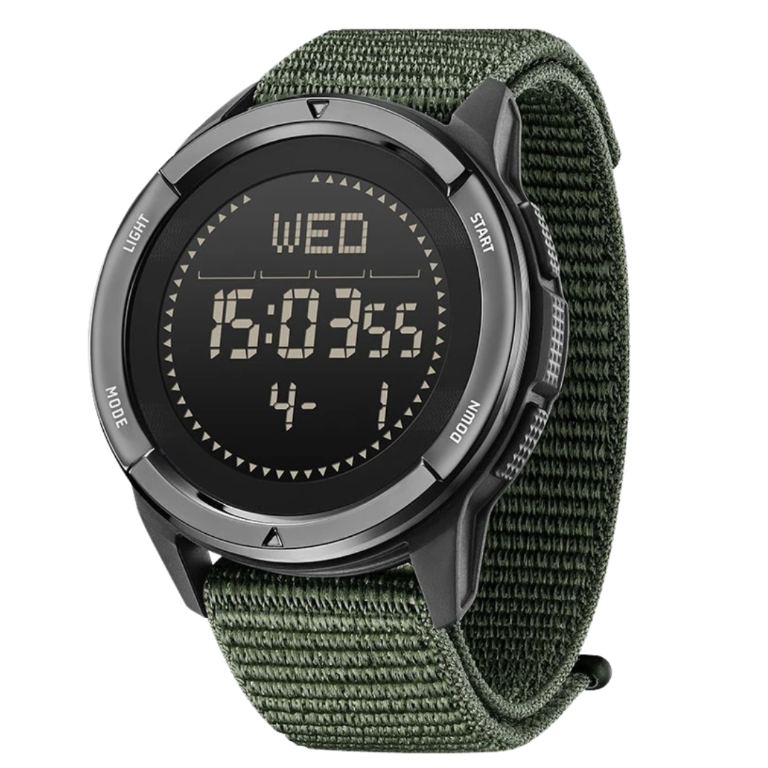 Men's ultra-light carbon fiber adventure watch, waterproof, durable, ideal for outdoor enthusiasts.