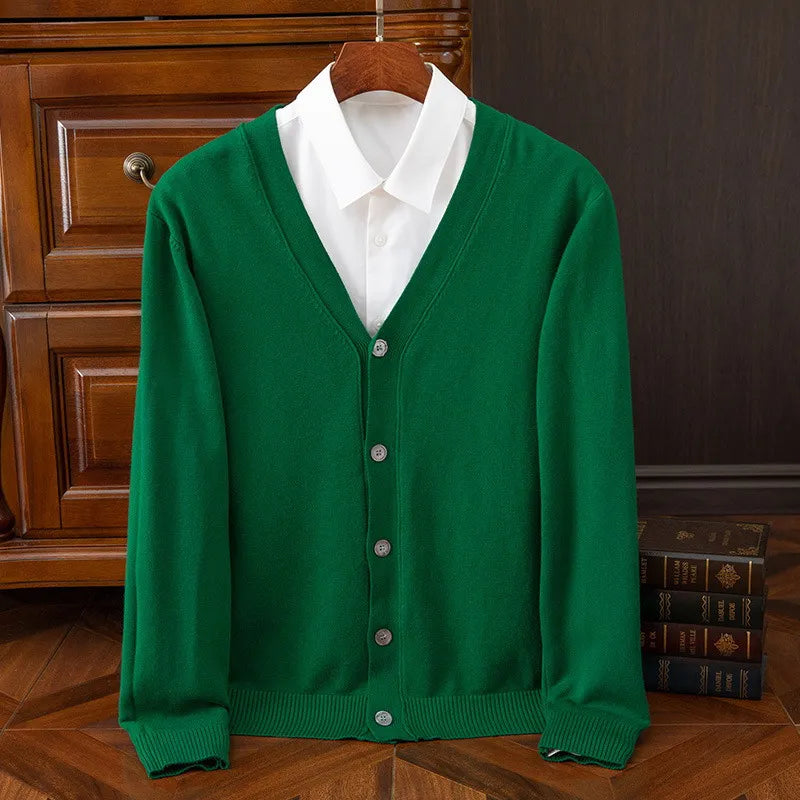 Casual men's ultra-soft knit cardigan, featuring a button-up front and long sleeves for versatile everyday style.