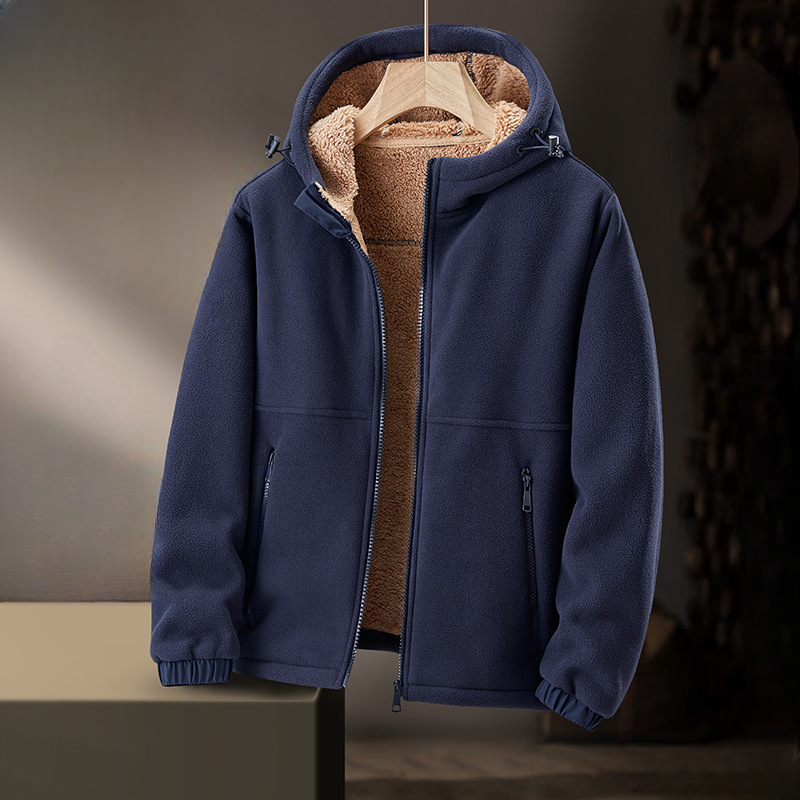 Luxurious ultra-soft lined men's full-zip hoodie, perfect for cozy winter wear.