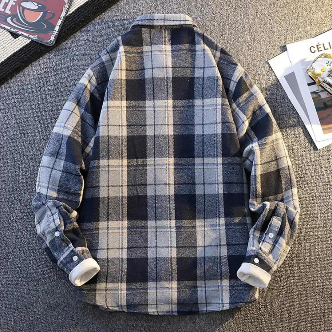 Rugged yet soft men's button-down plaid shirt, essential for outdoor style.