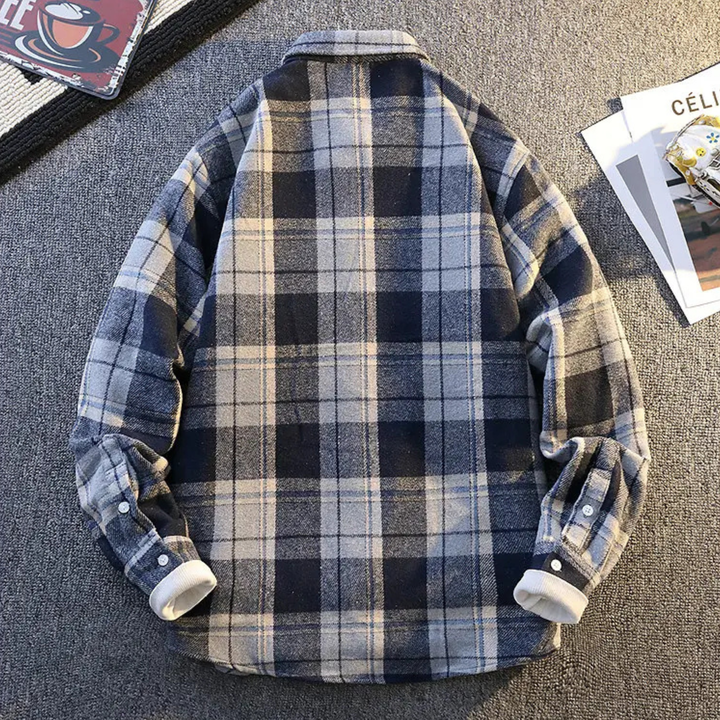 Rugged yet soft men's button-down plaid shirt, essential for outdoor style.