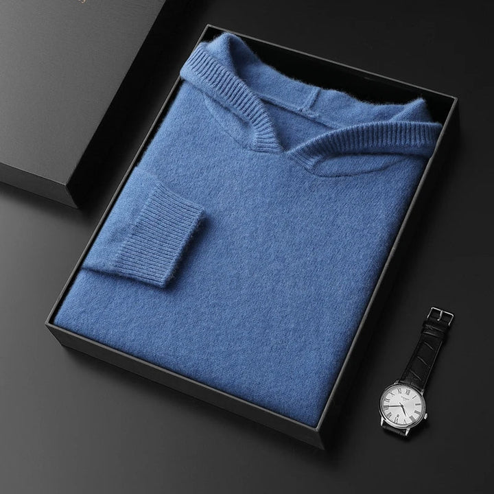 Comfortable men's pullover hoodie with a practical hood, ideal for warmth & casual lounge wear.