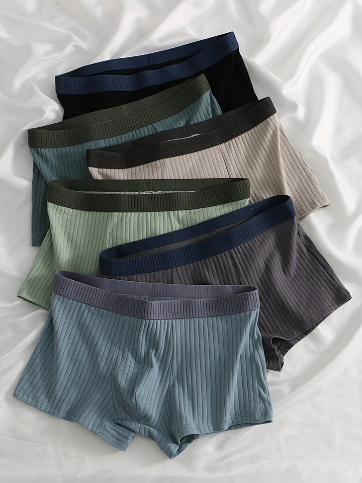 Men's Ultra-Soft Ribbed Boxer Briefs 6-pack for everyday comfort and support.