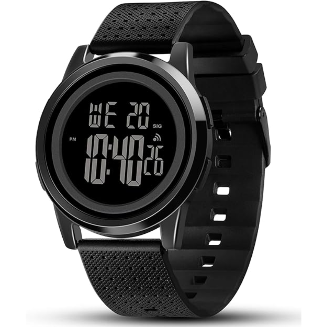 Men's accessory: ultra-thin digital sports watch, combining style and functionality for active men.