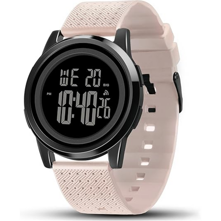 Side view of a men's ultra-thin digital sports watch, emphasizing its sleek, low-profile design.