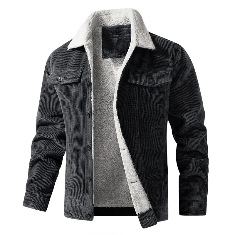 Soft men's fleece winter jacket. A warm, comfortable, and stylish collared everyday coat for men.
