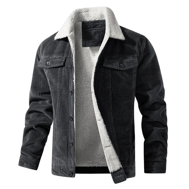 Soft men's fleece winter jacket. A warm, comfortable, and stylish collared everyday coat for men.