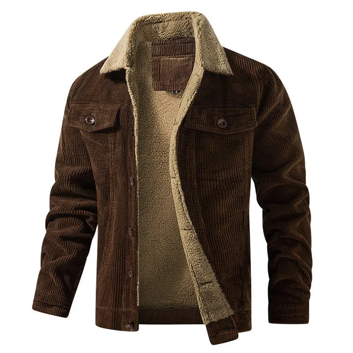 Durable men's fleece collared jacket. Ultra-warm outerwear, ideal for winter, daily wear & men's style.